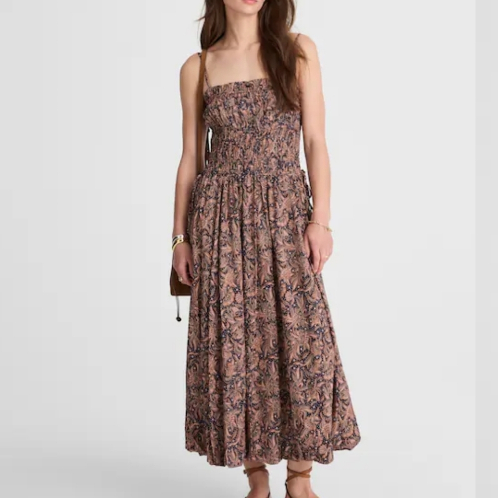 NWT Madewell Smocked Bubble Hem Midi Dress in Paisley 4 $158
